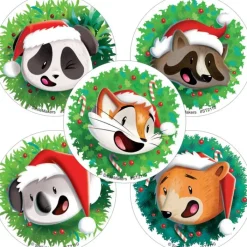 Christmas | Other Fun Stickers<SmileMakers Animals in Santa Hat Stickers