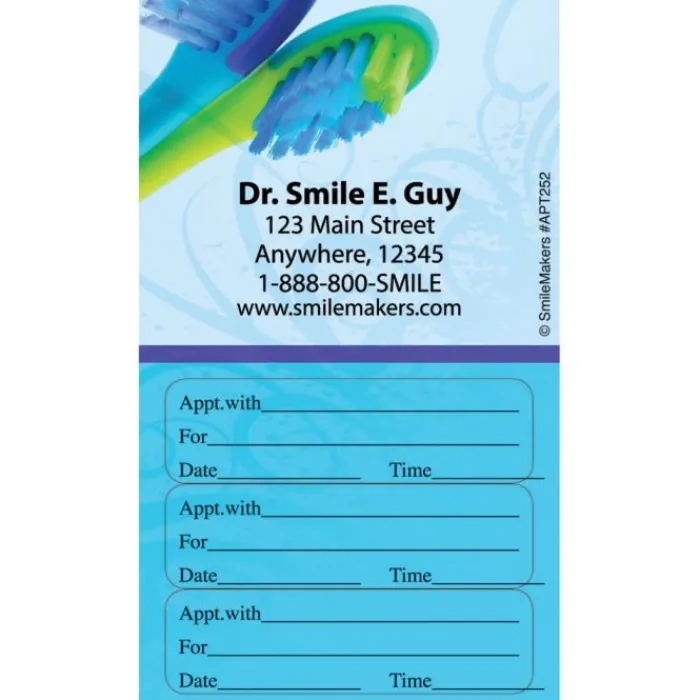 Appointment Cards<SmileMakers Blue Toothbrushes Three Sticker Appointment Cards - Appointment Cards from