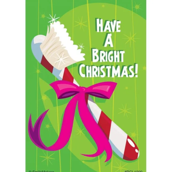 Christmas | Recall Cards<SmileMakers Bright Christmas Toothbrush Dental Recall Cards - Custom Recall Cards from