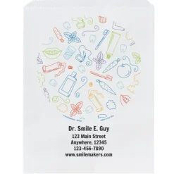 Take Home Bags | Take Home Bags<SmileMakers Custom Circle of Supplies Dental Paper Bags - Take Home Bags from