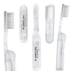 Toothbrushes | Dental Practice Essentials<SmileMakers Custom Clear Folding Travel Toothbrushes - Toothbrushes from
