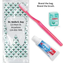 Dental Kits | Dental Practice Essentials<SmileCare Custom Components ™ Adult Geo Tooth Basic Zippered Bag Dental Kits - Dental Kits from SmileMakers