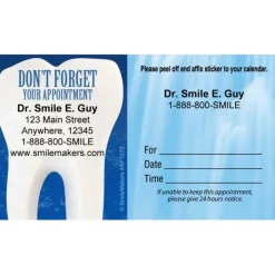 Appointment Cards<SmileMakers Custom Don't Forget Blue Water Sticker Appointment Cards - Appointment Cards from