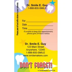 Appointment Cards<SmileMakers Custom Dont Forget Tooth Appointment Cards - Appointment Cards from