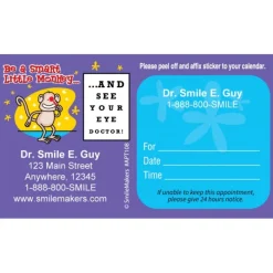 Appointment Cards<SmileMakers Custom Monkey Eye Chart Sticker Appointment Cards - Appointment Cards from