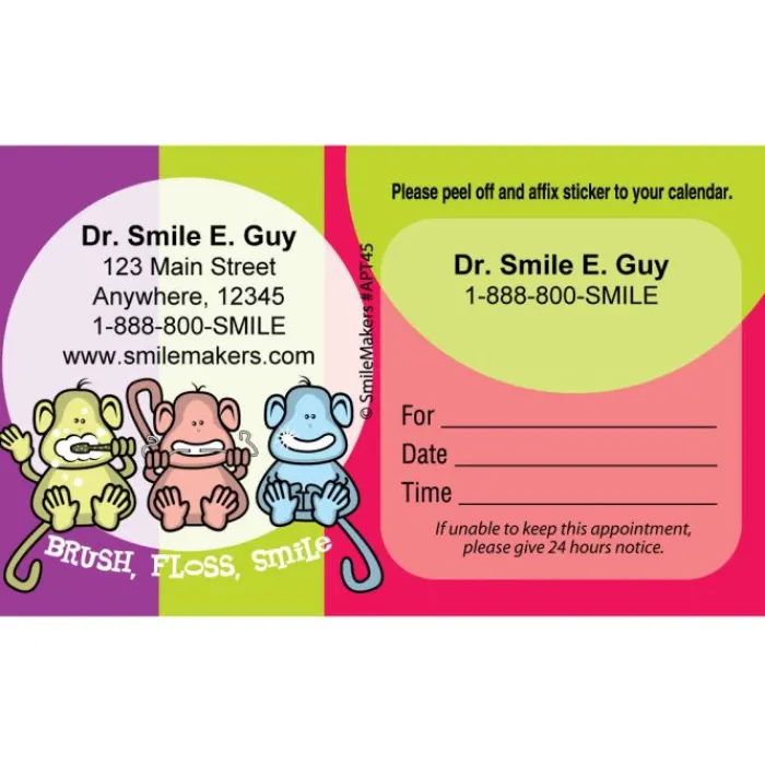 Appointment Cards<SmileMakers Custom Monkey Spotlight Sticker Appointment Cards - Appointment Cards from