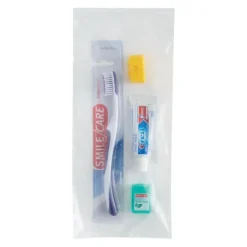 Ready-to-go Dental Kits | Medical Practice Essentials<SmileCare Custom ™ Adult Basic Zippered Bag Dental Kits - Dental Kits From SmileMakers