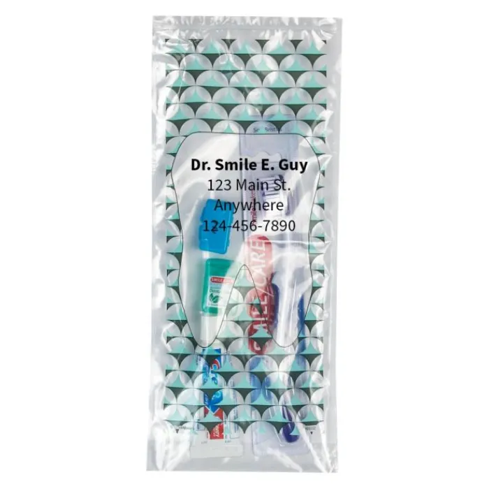 Ready-to-go Dental Kits | Dental Kits<SmileCare Custom ™ Adult Geo Tooth Basic Zippered Bag Dental Kits - Dental Kits From SmileMakers