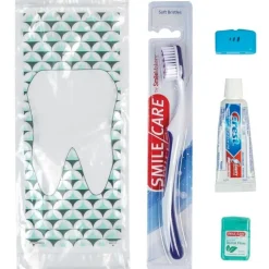 Ready-to-go Dental Kits | Dental Kits<SmileCare Custom ™ Adult Geo Tooth Basic Zippered Bag Dental Kits - Dental Kits From SmileMakers