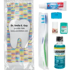 Dental Kits | Dental Practice Essentials<SmileMakers Custom SmileCare™ Adult Smile! Preference with Listerine Zippered Bag Dental Kits - Dental Kits from