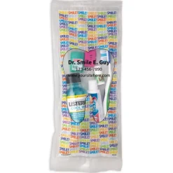 Dental Kits | Dental Practice Essentials<SmileMakers Custom SmileCare™ Adult Smile! Preference with Listerine Zippered Bag Dental Kits - Dental Kits from