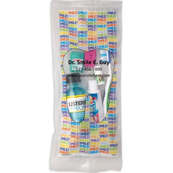 Dental Kits | Dental Practice Essentials<SmileMakers Custom SmileCare™ Adult Smile! Preference with Listerine Zippered Bag Dental Kits - Dental Kits from