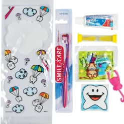 Ready-to-go Dental Kits | Dental Practice Essentials<SmileCare Custom ™ Youth Dental Paratrooper Premium Zippered Bag Dental Kits with Flossers - Dental Kits From SmileMakers