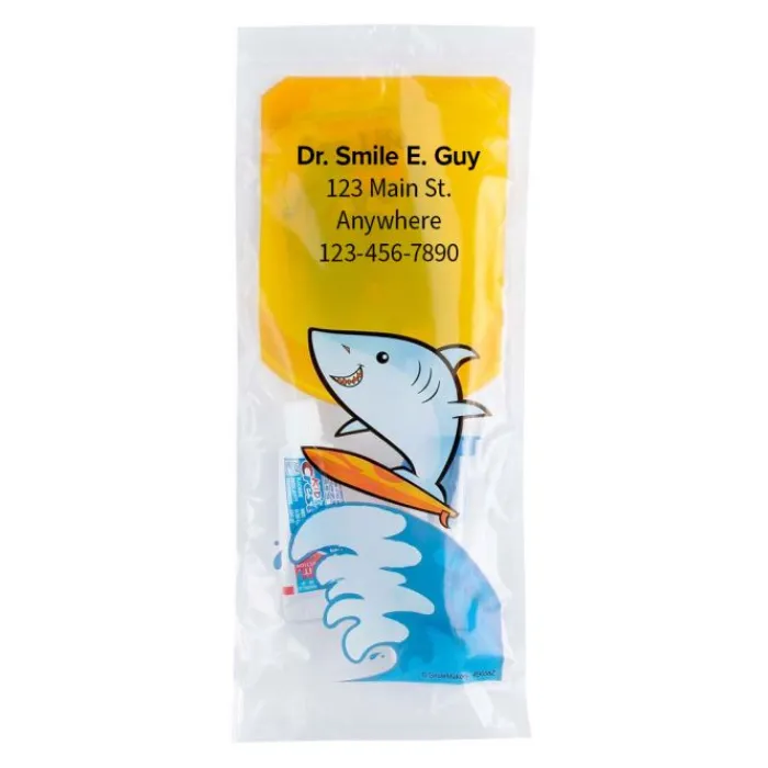 Ready-to-go Dental Kits | Dental Kits<SmileCare Custom ™ Youth Shark Zippered Bag Dental Kits - Dental Kits From SmileMakers