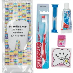 Ready-to-go Dental Kits | Dental Kits<SmileCare Custom ™ Youth Smile! Premium Zippered Bag Dental Kits - Dental Kits From SmileMakers