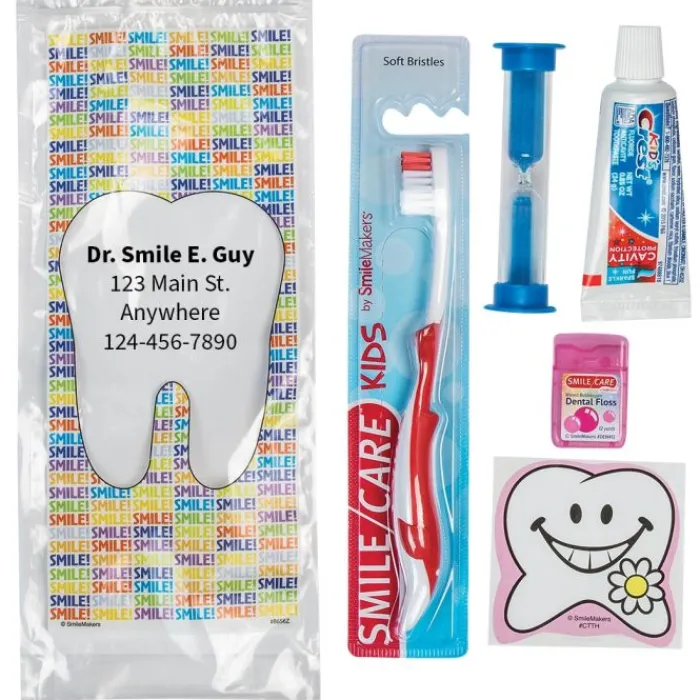 Ready-to-go Dental Kits | Dental Kits<SmileCare Custom ™ Youth Smile! Premium Zippered Bag Dental Kits - Dental Kits From SmileMakers