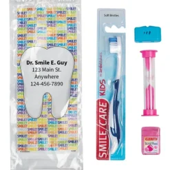 Ready-to-go Dental Kits | Dental Kits<SmileCare Custom ™ Youth Smile! Basic Zippered Bag Dental Kits - Dental Kits From SmileMakers