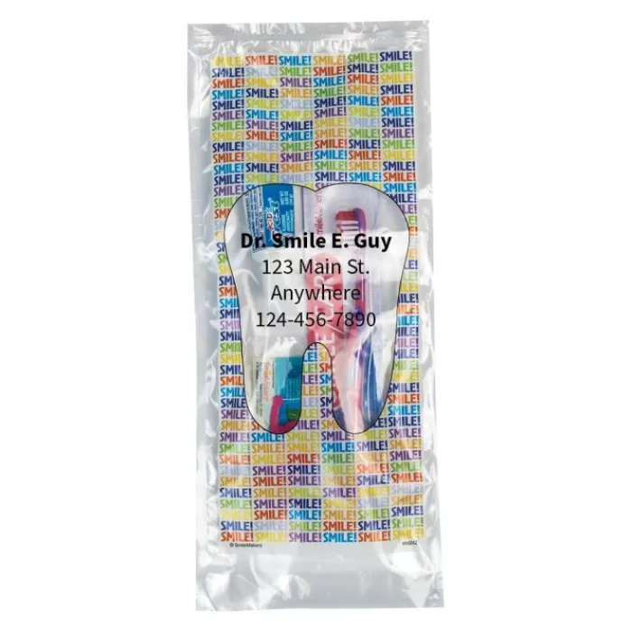 Ready-to-go Dental Kits | Dental Kits<SmileCare Custom ™ Youth Smile! Premium Zippered Bag Dental Kits with Flossers- Dental Kits From SmileMakers