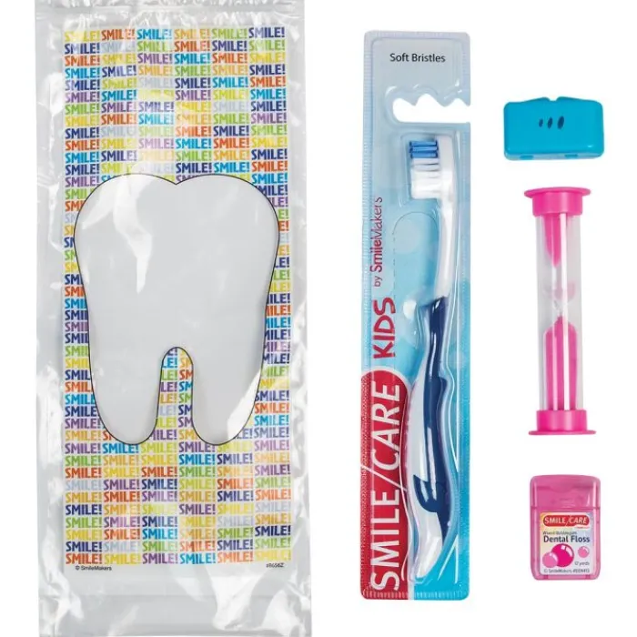 Ready-to-go Dental Kits | Dental Kits<SmileCare Custom ™ Youth Smile! Basic Zippered Bag Dental Kits - Dental Kits From SmileMakers