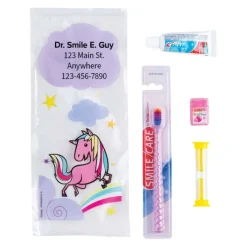 Ready-to-go Dental Kits | Dental Kits<SmileCare Custom ™ Youth Unicorn Zippered Bag Dental Kits - Dental Kits From SmileMakers