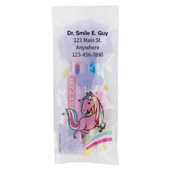 Ready-to-go Dental Kits | Dental Kits<SmileCare Custom ™ Youth Unicorn Zippered Bag Dental Kits - Dental Kits From SmileMakers