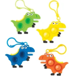 Individually Wrapped Toys | Fidget & Distraction Toys<SmileMakers Dino Fidget Popper Backpack Pulls - Backpack Pulls from