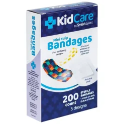 Bandages | Medical Practice Essentials<KidCare ™ Patterned Mini Strip Bandages - Bandages from SmileMakers