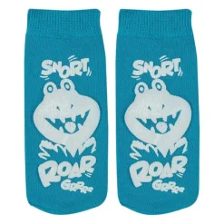 Medical Practice Essentials | Exclusive Kidcare™<KidCare ™ Teal Dino Ankle Length Slipper Socks - 1 pair - Medical Supplies & Accessories from SmileMakers
