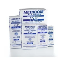 Dental Practice Essentials<Medicom 8ply 4"x4" All-Gauze Sponges - Dental Disposables from SmileMakers