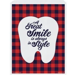 Take Home Bags | Take Home Bags<SmileMakers Plaid Smile Style Tooth Paper Bags - Take Home Bags from