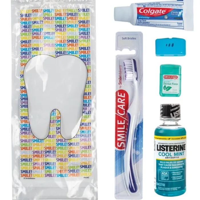 Dental Kits | Dental Practice Essentials<SmileMakers SmileCare™ Adult Smile! Basic Colgate with Listerine Zippered Bag Dental Kits - Dental Kits from