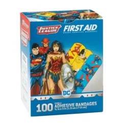 Bandages | Medical Practice Essentials<First Aid Stat Strip® Wonder Woman, Superman, & The Flash Bandages - Case - Bandages from SmileMakers