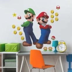 Wall Decals<SmileMakers Super Mario Luigi & Mario Giant Wall Decals - Office Décor from